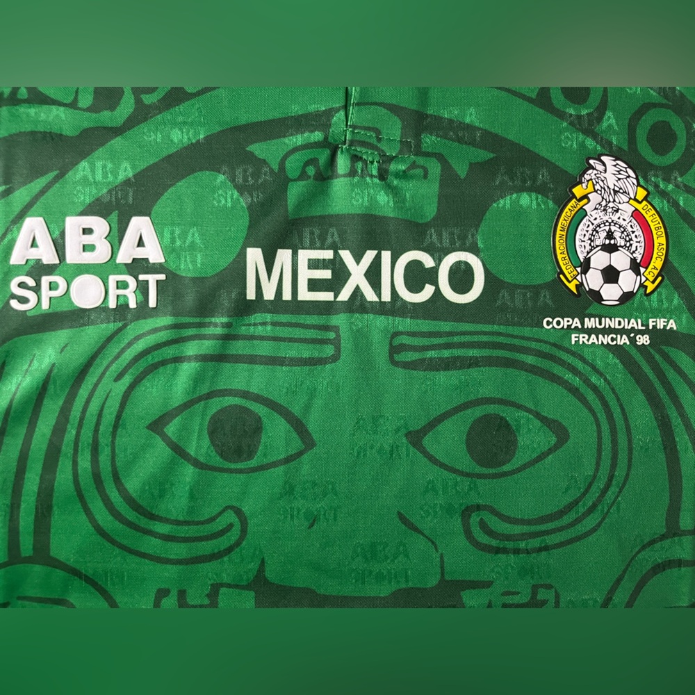 Mexico Retro M-L Home Soccer Jersey 1998 World Cup Green - Picture 3 of 5